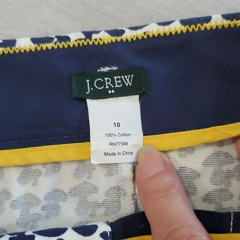 J.Crew Women's Mushroom Print geo mini skirt Sz 10 Navy/White